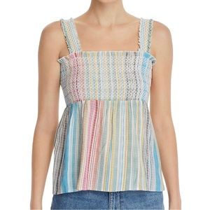 AQUA Smocked Striped Tank Top Size Medium